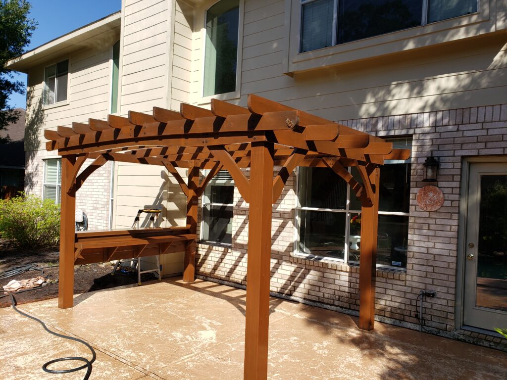 Backyard cedar pergola