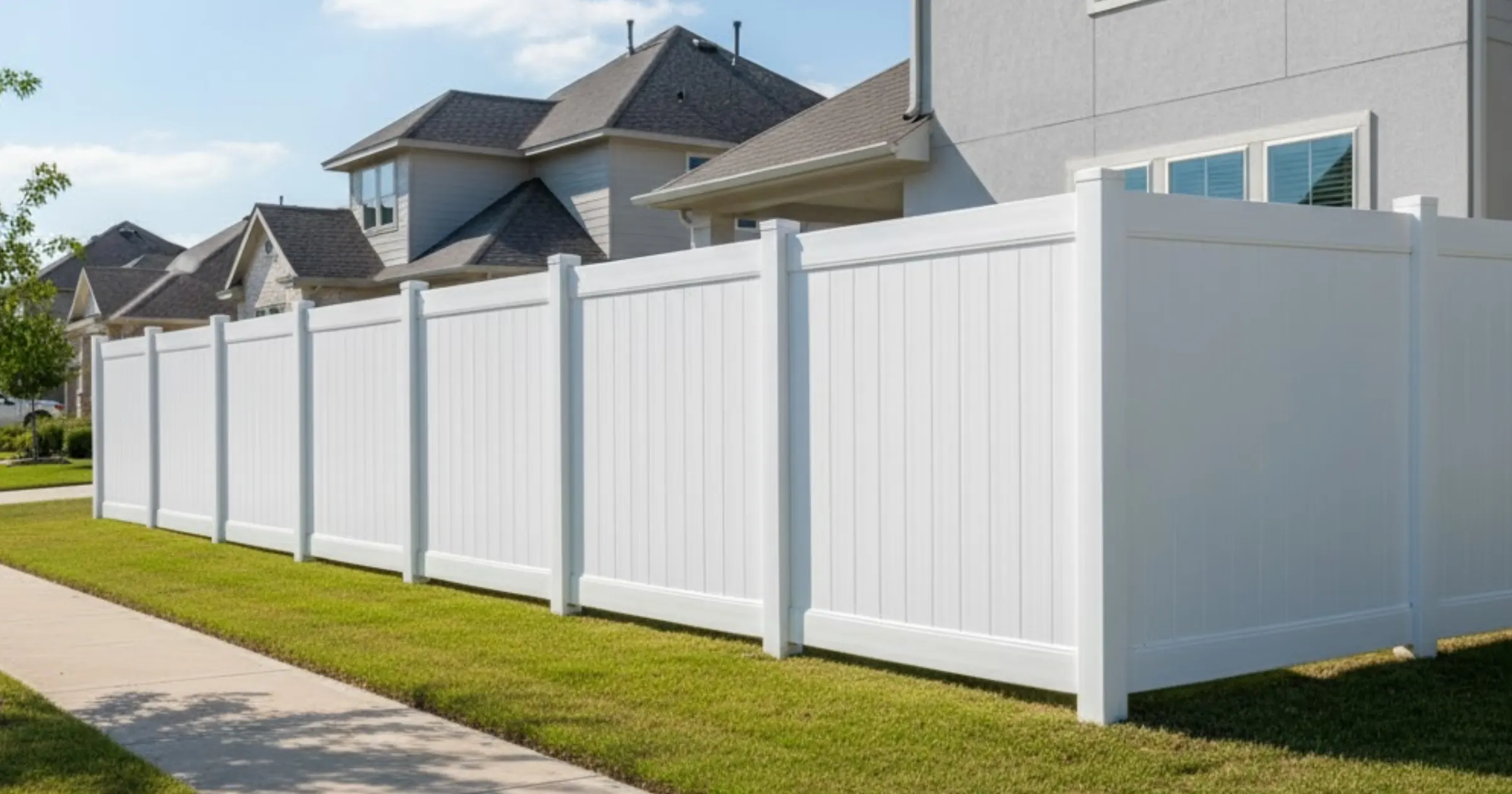Arbordale HOA fence rules compliant white vinyl privacy fence installation in Cypress TX