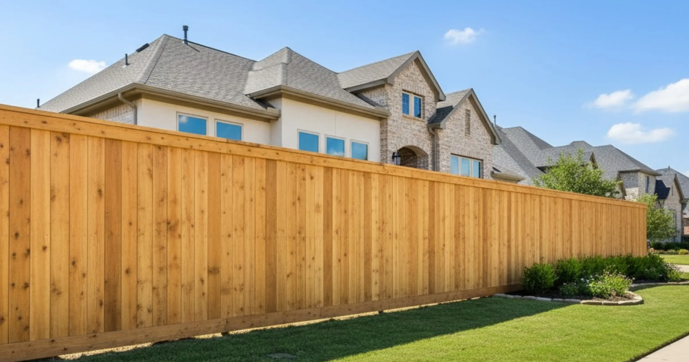 Stone Oak fence staining rules compliant semi-transparent natural cedar fence Houston Texas