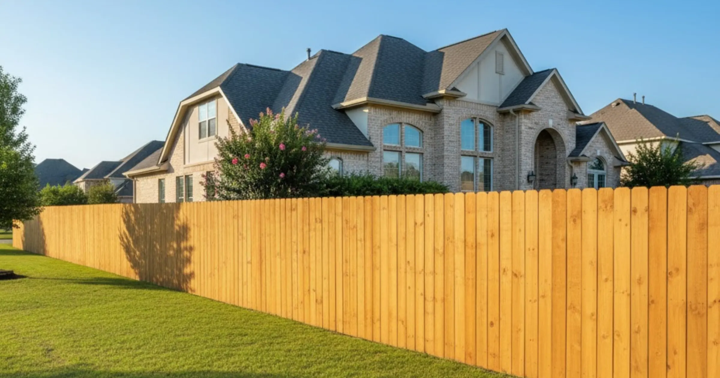 Villages of Cypress Lakes West fence staining rules compliant natural wood fence Cypress Texas